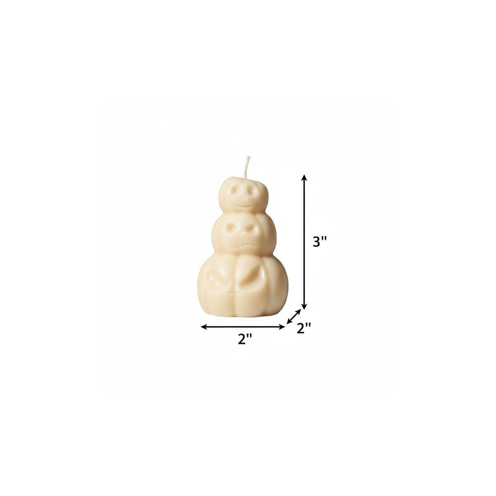 3" Ivory Unscented Dimensional Pumpkin Trio Soy Wax Candle — view 4
