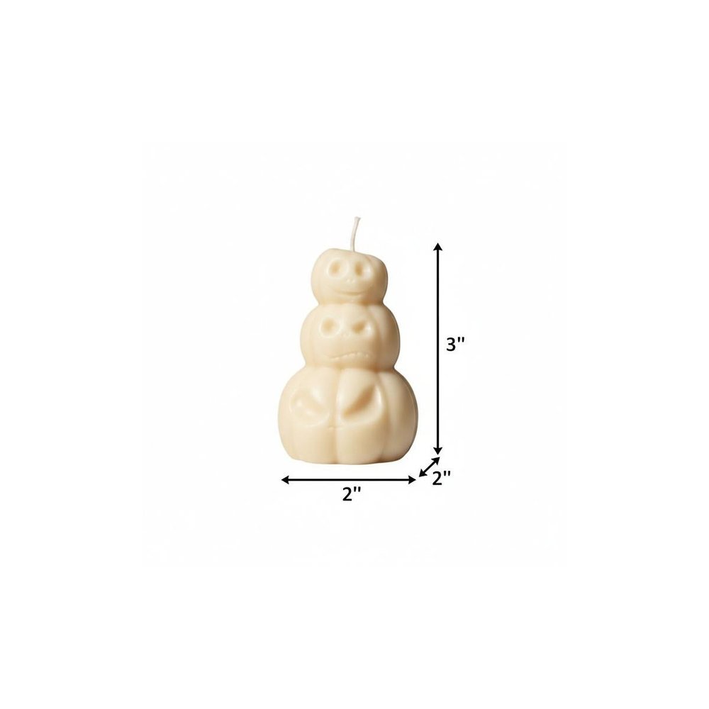 3" Ivory Pumpkin And Apple Scented Dimensional Pumpkin Trio Soy Wax Candle HomeRoots