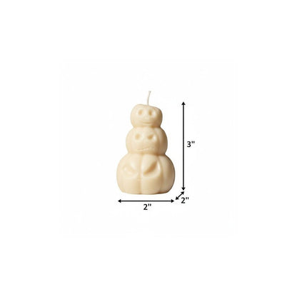 3" Ivory Pumpkin And Apple Scented Dimensional Pumpkin Trio Soy Wax Candle HomeRoots