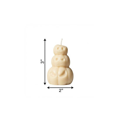 3" Ivory Pumpkin And Apple Scented Dimensional Pumpkin Trio Soy Wax Candle HomeRoots