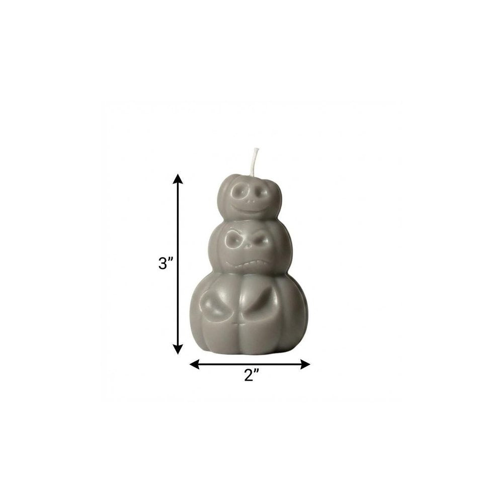 3" Gray Pumpkin And Apple Scented Dimensional Pumpkin Trio Soy Wax Candle — view 4