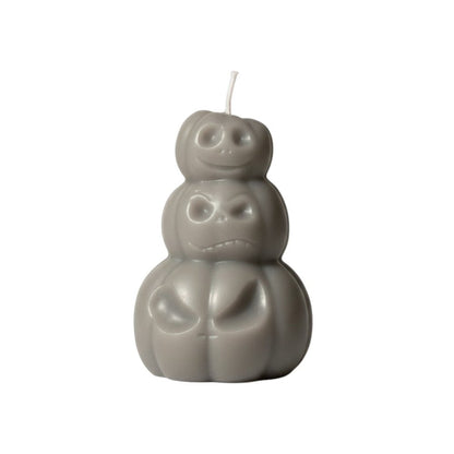 3" Gray Pumpkin And Apple Scented Dimensional Pumpkin Trio Soy Wax Candle HomeRoots