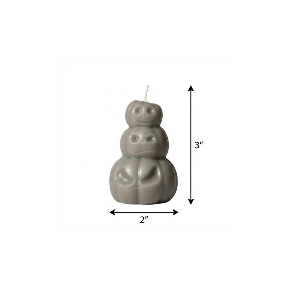 3" Gray Pumpkin And Apple Scented Dimensional Pumpkin Trio Soy Wax Candle HomeRoots