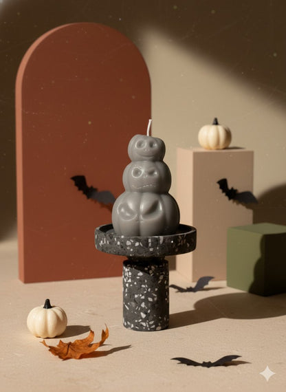 3" Gray Pumpkin And Apple Scented Dimensional Pumpkin Trio Soy Wax Candle HomeRoots