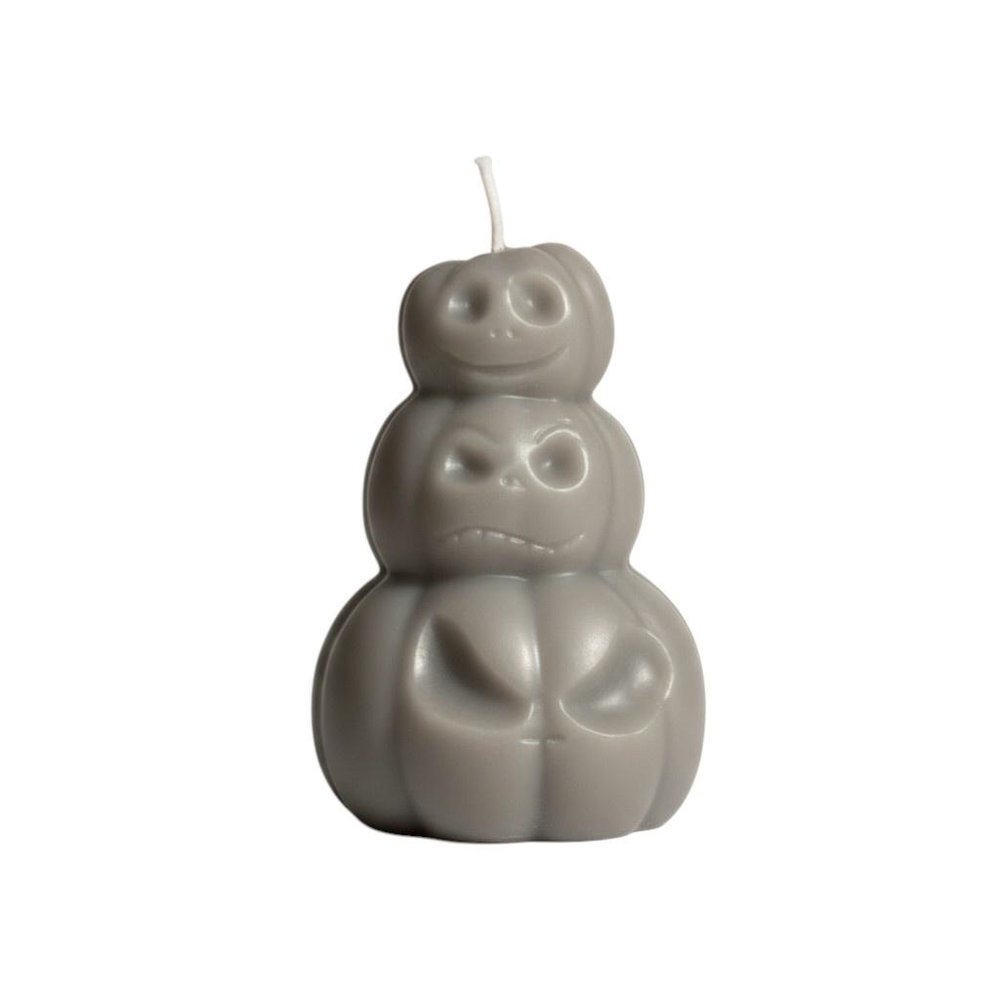 3" Gray Pumpkin And Apple Scented Dimensional Pumpkin Trio Soy Wax Candle HomeRoots