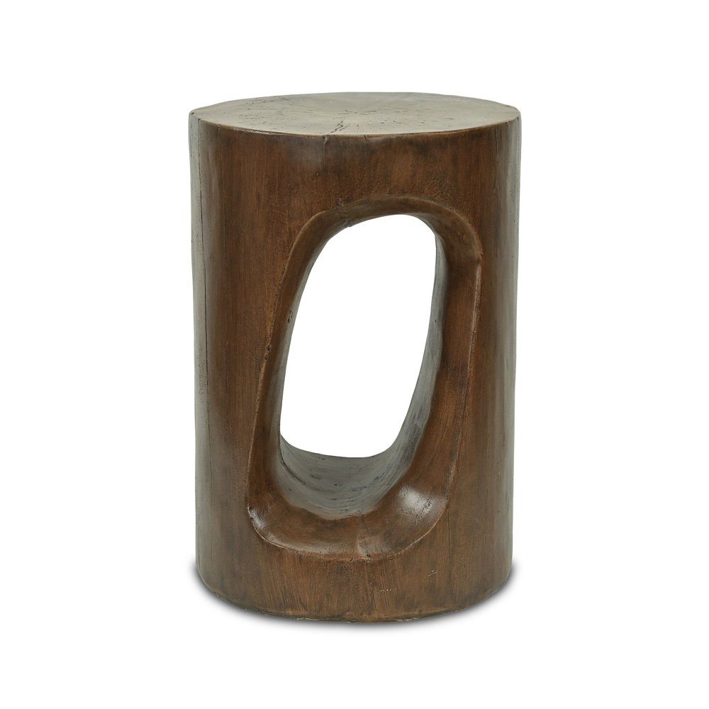 20" Brown Faux Stone Round Tree Stump End Table — view 5