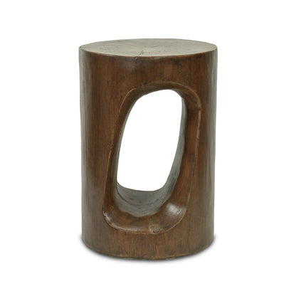 20" Brown Faux Stone Round Tree Stump End Table HomeRoots