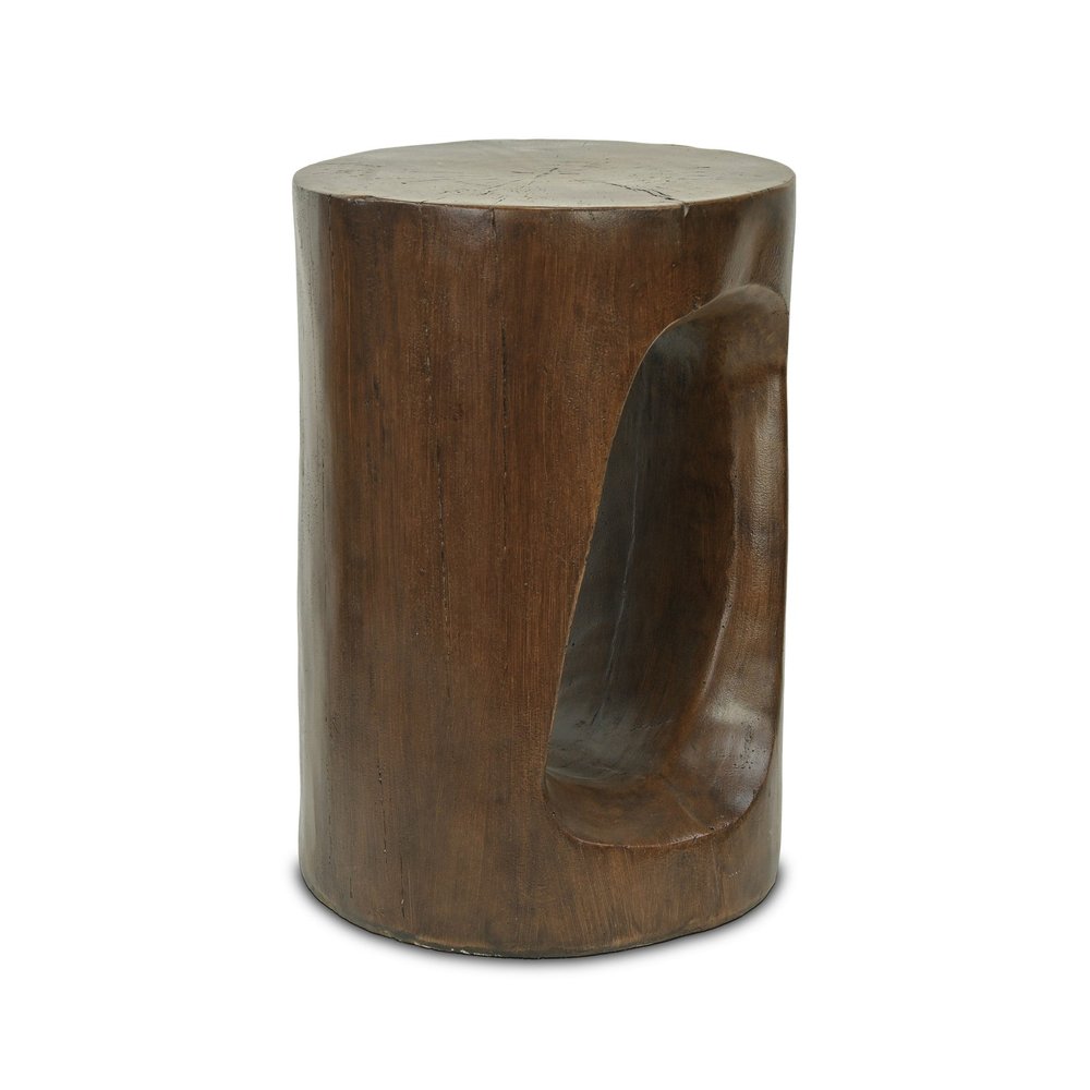 20" Brown Faux Stone Round Tree Stump End Table — view 4