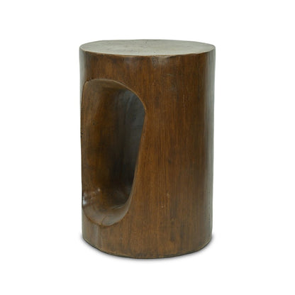 20" Brown Faux Stone Round Tree Stump End Table