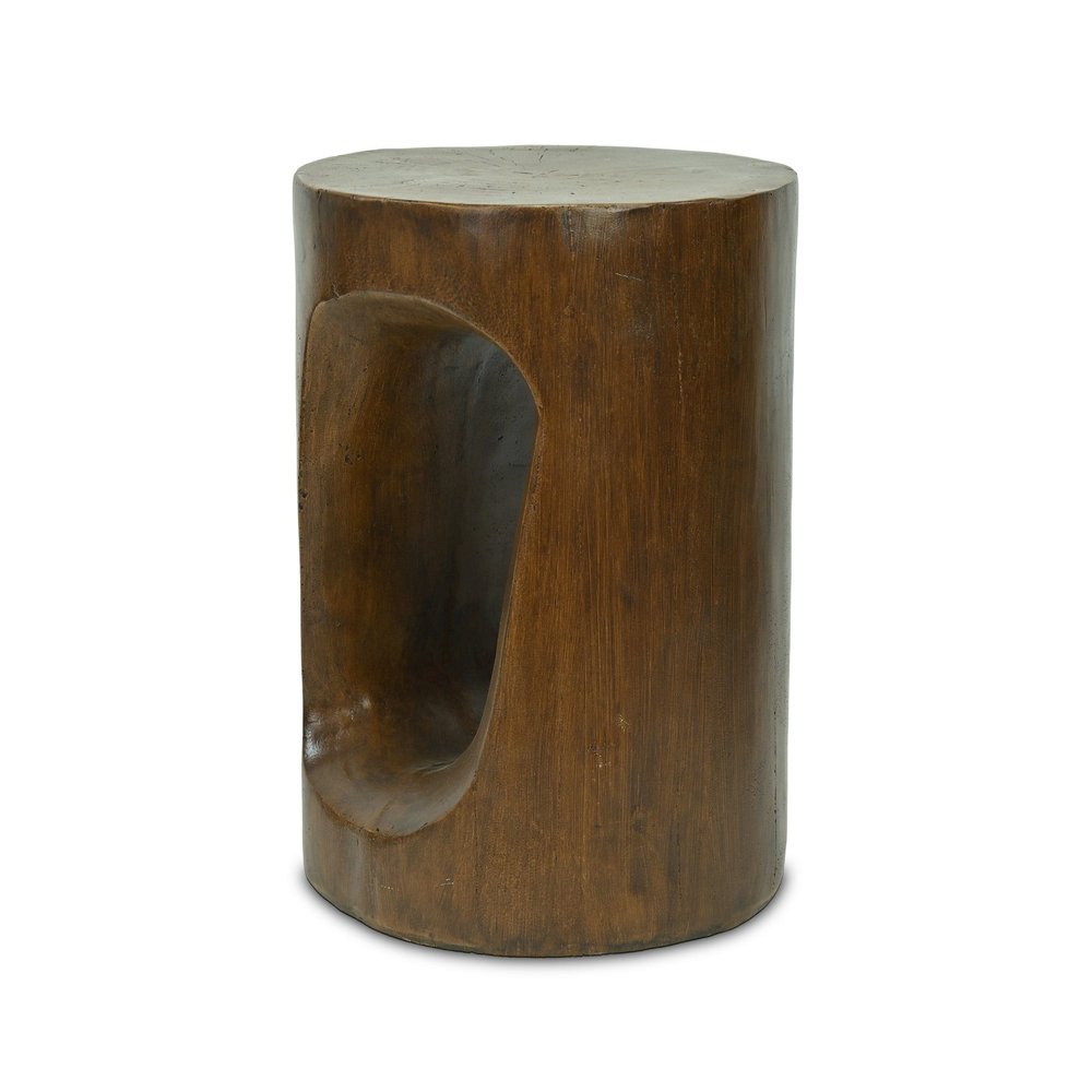 20" Brown Faux Stone Round Tree Stump End Table — view 6