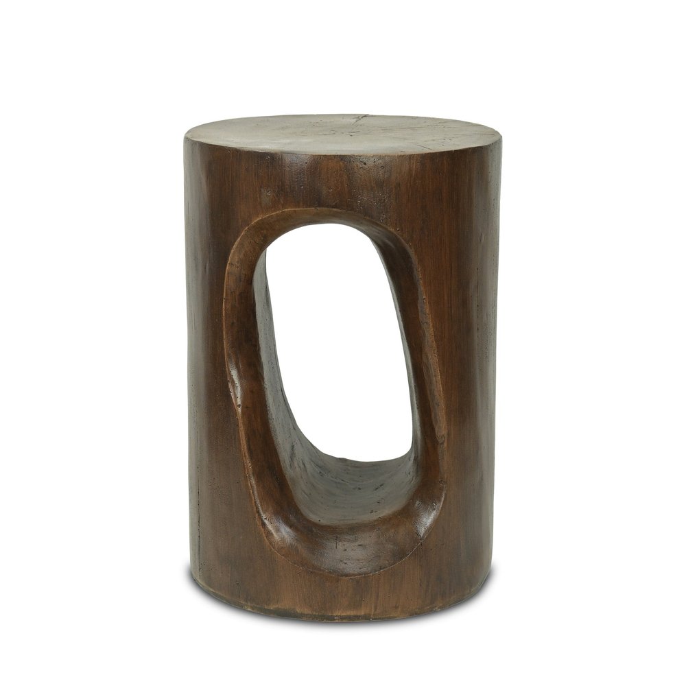 20" Brown Faux Stone Round Tree Stump End Table HomeRoots