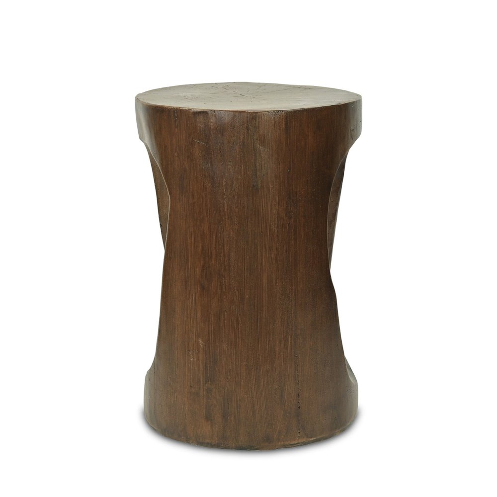 20" Brown Faux Stone Round Tree Stump End Table HomeRoots