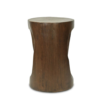 20" Brown Faux Stone Round Tree Stump End Table