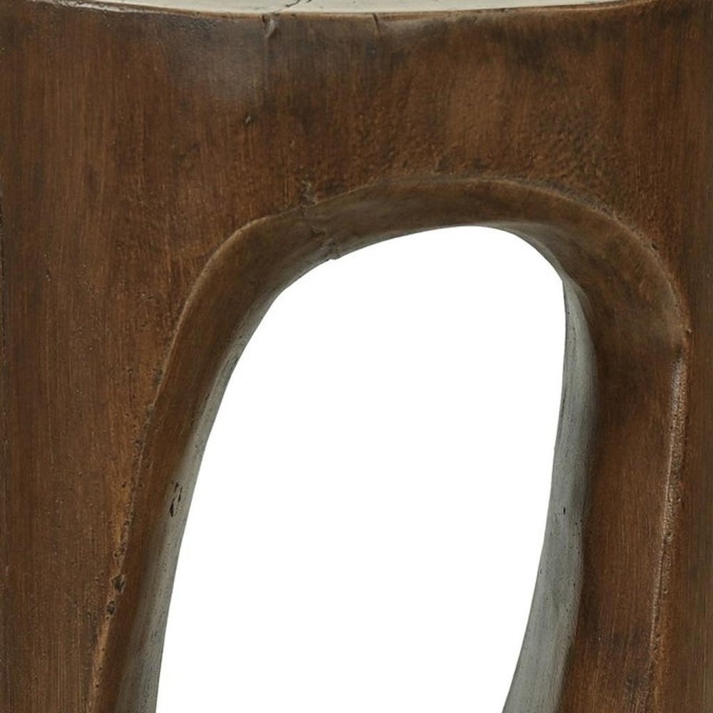 20" Brown Faux Stone Round Tree Stump End Table — view 8