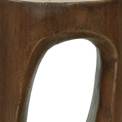 20" Brown Faux Stone Round Tree Stump End Table HomeRoots
