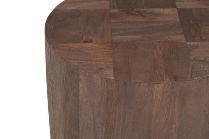 22" Dark Brown And Black Solid Wood Round Drum End Table HomeRoots