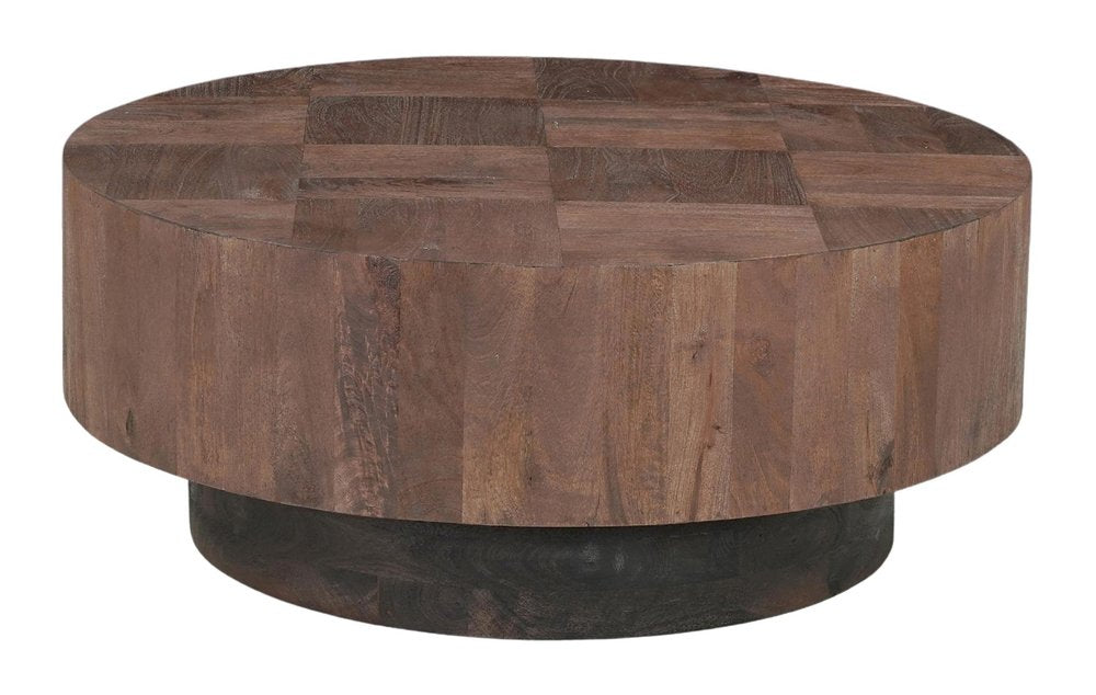 40" Dark Brown Solid Wood Round Pedestal Coffee Table HomeRoots
