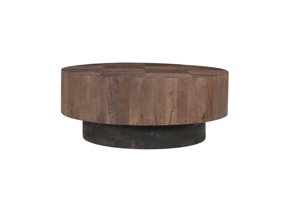 40" Dark Brown Solid Wood Round Pedestal Coffee Table — view 2