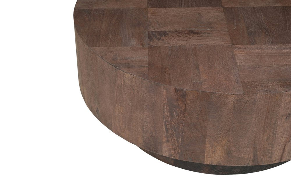 40" Dark Brown Solid Wood Round Pedestal Coffee Table — view 5