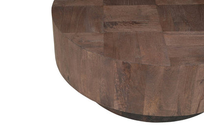 40" Dark Brown Solid Wood Round Pedestal Coffee Table HomeRoots