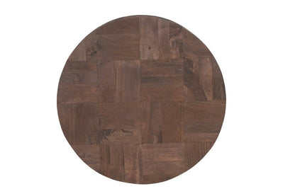 40" Dark Brown Solid Wood Round Pedestal Coffee Table