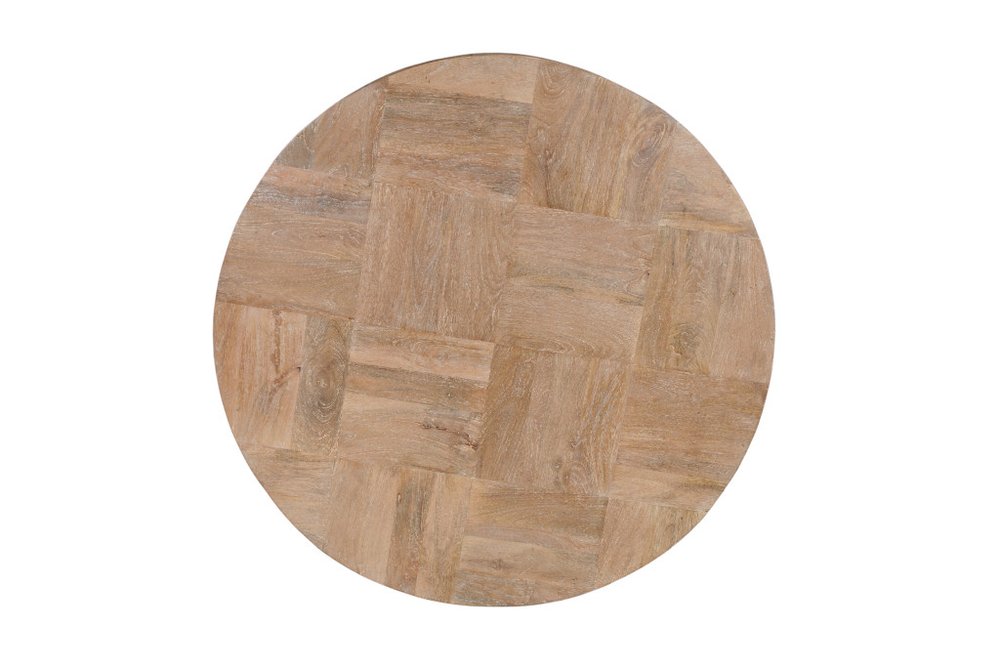 40" Natural and Dark Brown Solid Wood Round Pedestal Coffee Table HomeRoots