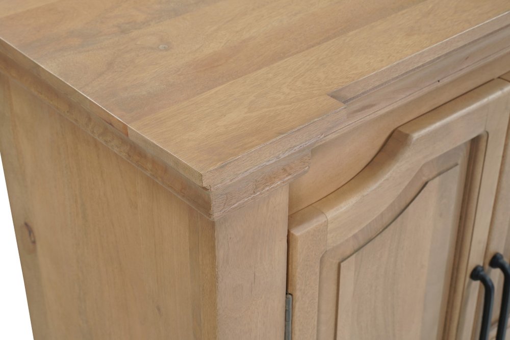 100" Brown Solid Wood Paneled Sideboard With Six Doors — view 4