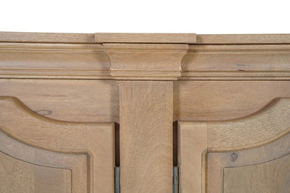 100" Brown Solid Wood Paneled Sideboard With Six Doors
