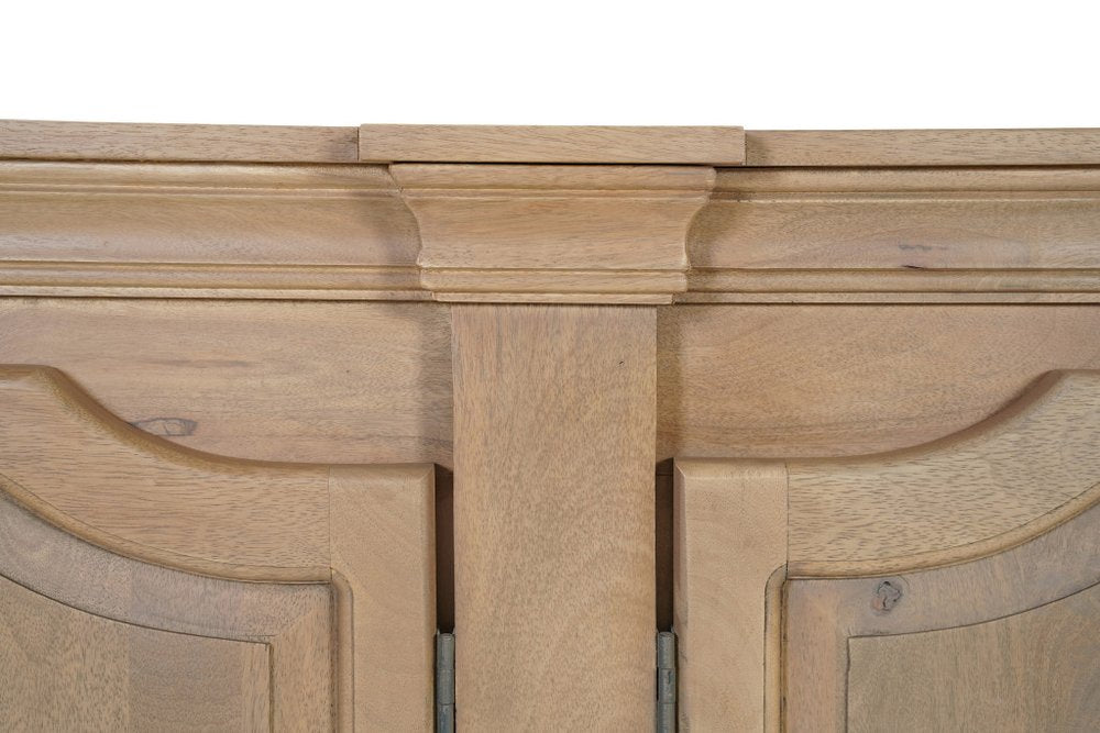 100" Brown Solid Wood Paneled Sideboard With Six Doors HomeRoots