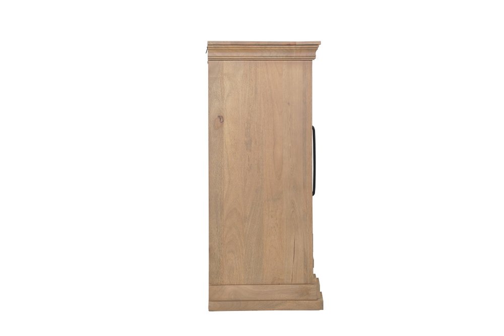 100" Brown Solid Wood Paneled Sideboard With Six Doors HomeRoots