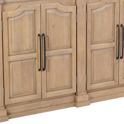 100" Brown Solid Wood Paneled Sideboard With Six Doors HomeRoots