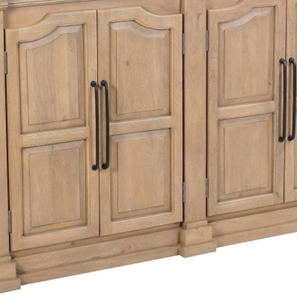 100" Brown Solid Wood Paneled Sideboard With Six Doors — view 8