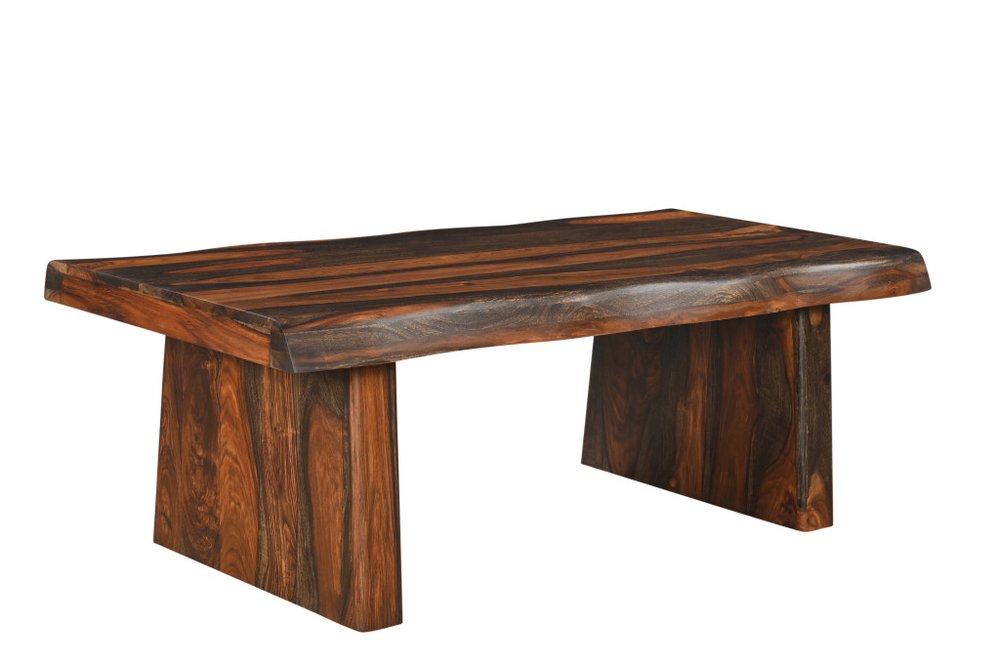Set of Three Brown Solid Wood Sled Furniture Set — view 2