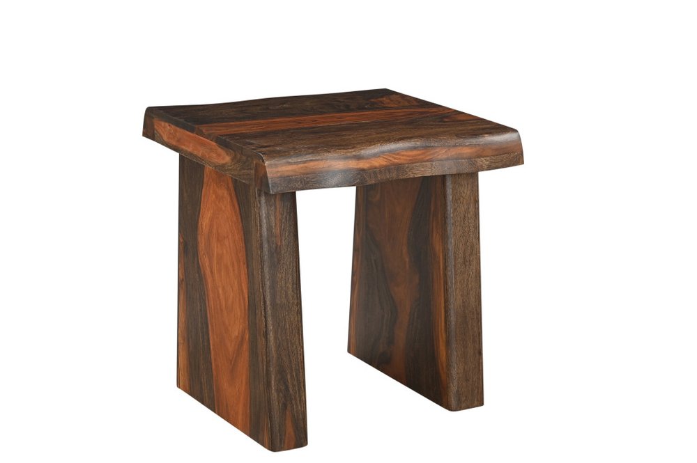 Set of Three Brown Solid Wood Sled Furniture Set — view 4