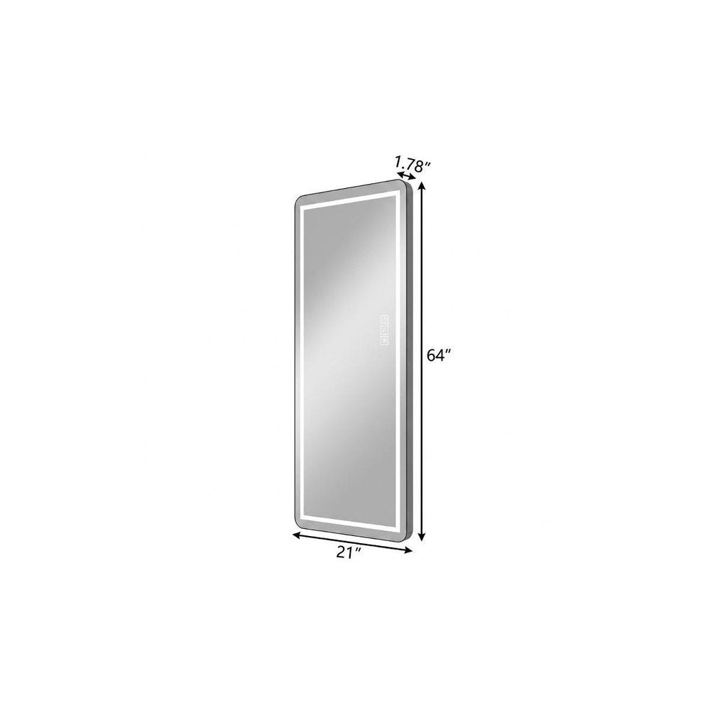 64" Black Aluminum Lighted Framed Full Length Mirror — view 3