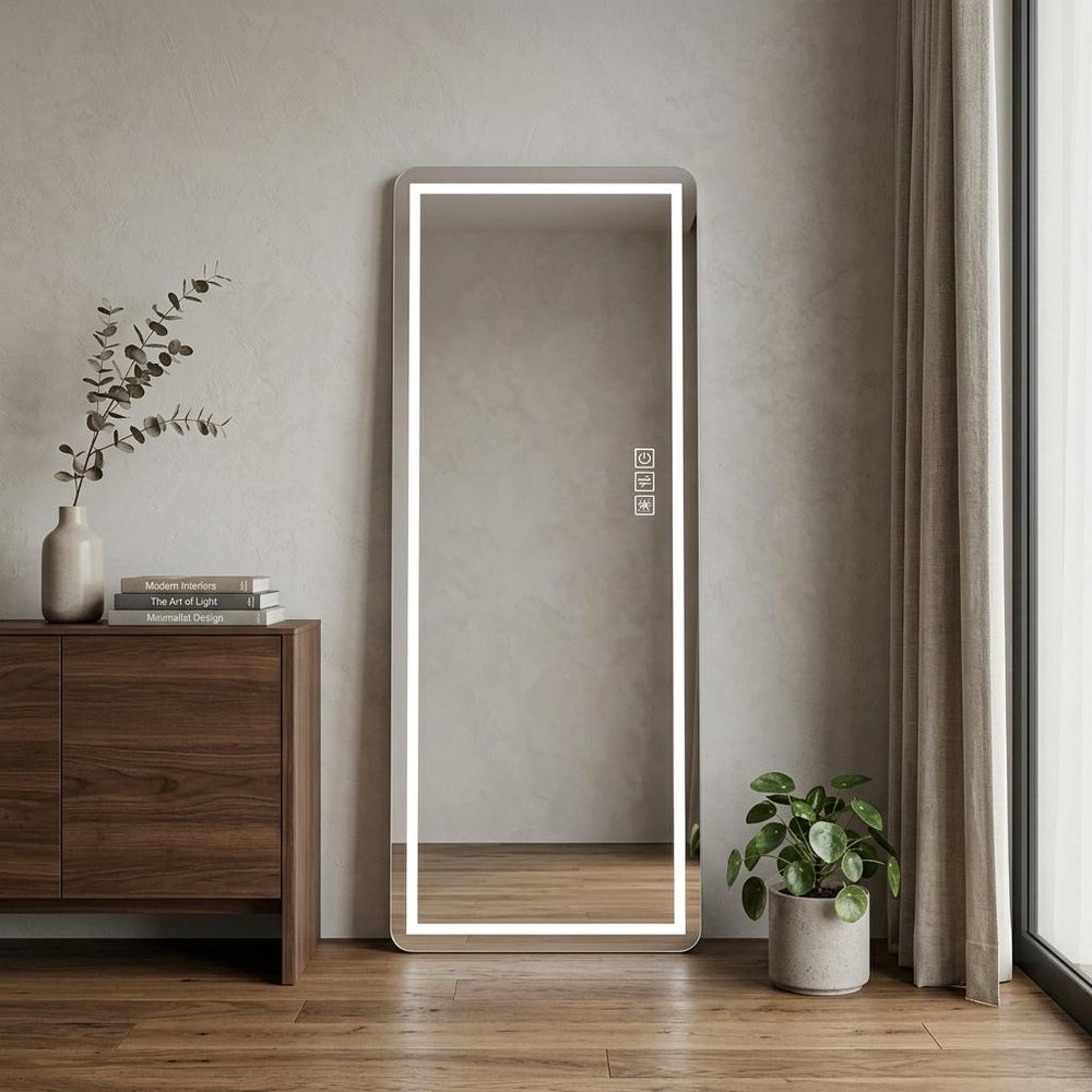 64" Black Aluminum Lighted Framed Full Length Mirror — view 2