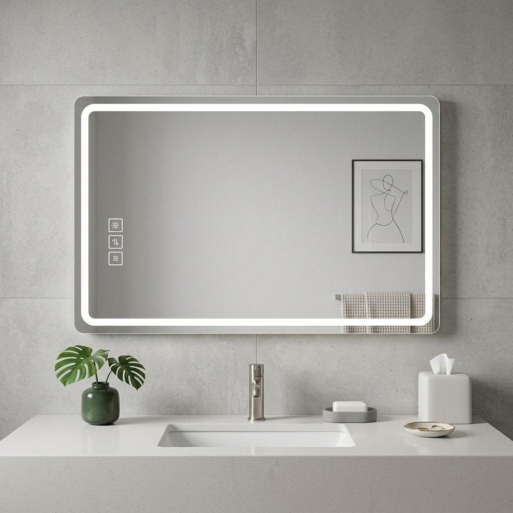 32" Silver Lighted Frameless Anti Fog Bathroom Vanity Mirror — view 3