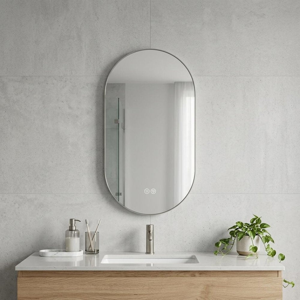 48" Oval Lighted Frameless Anti Fog Bathroom Vanity Mirror — view 9