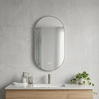 48" Oval Lighted Frameless Anti Fog Bathroom Vanity Mirror
