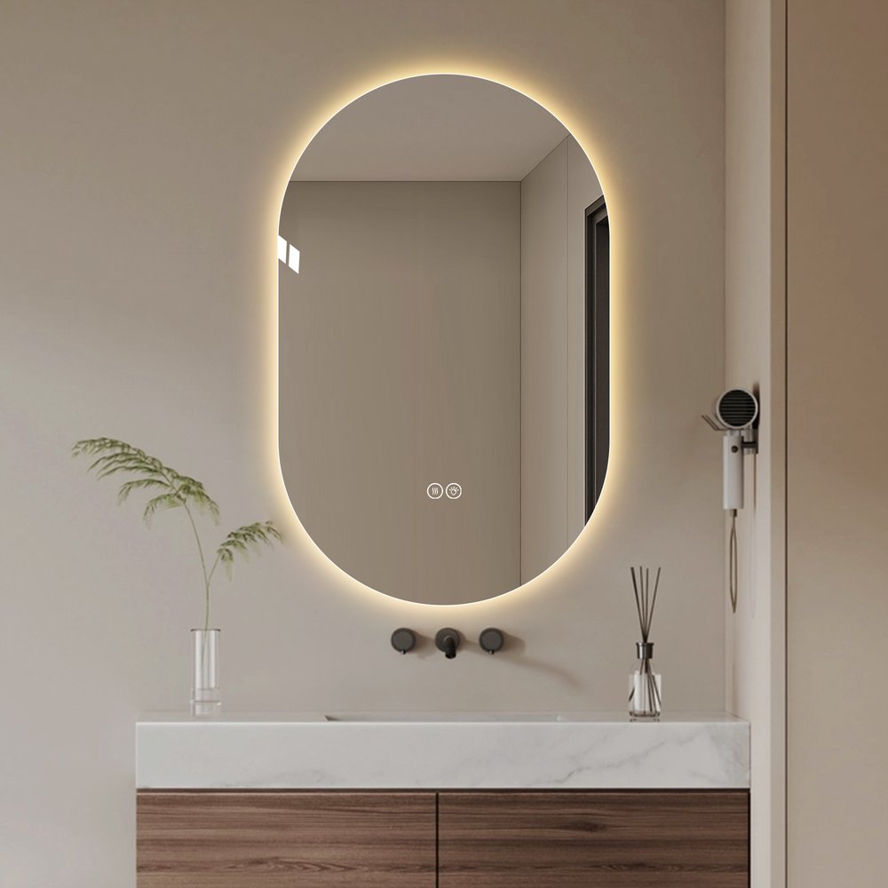 48" Oval Lighted Frameless Anti Fog Bathroom Vanity Mirror — view 2