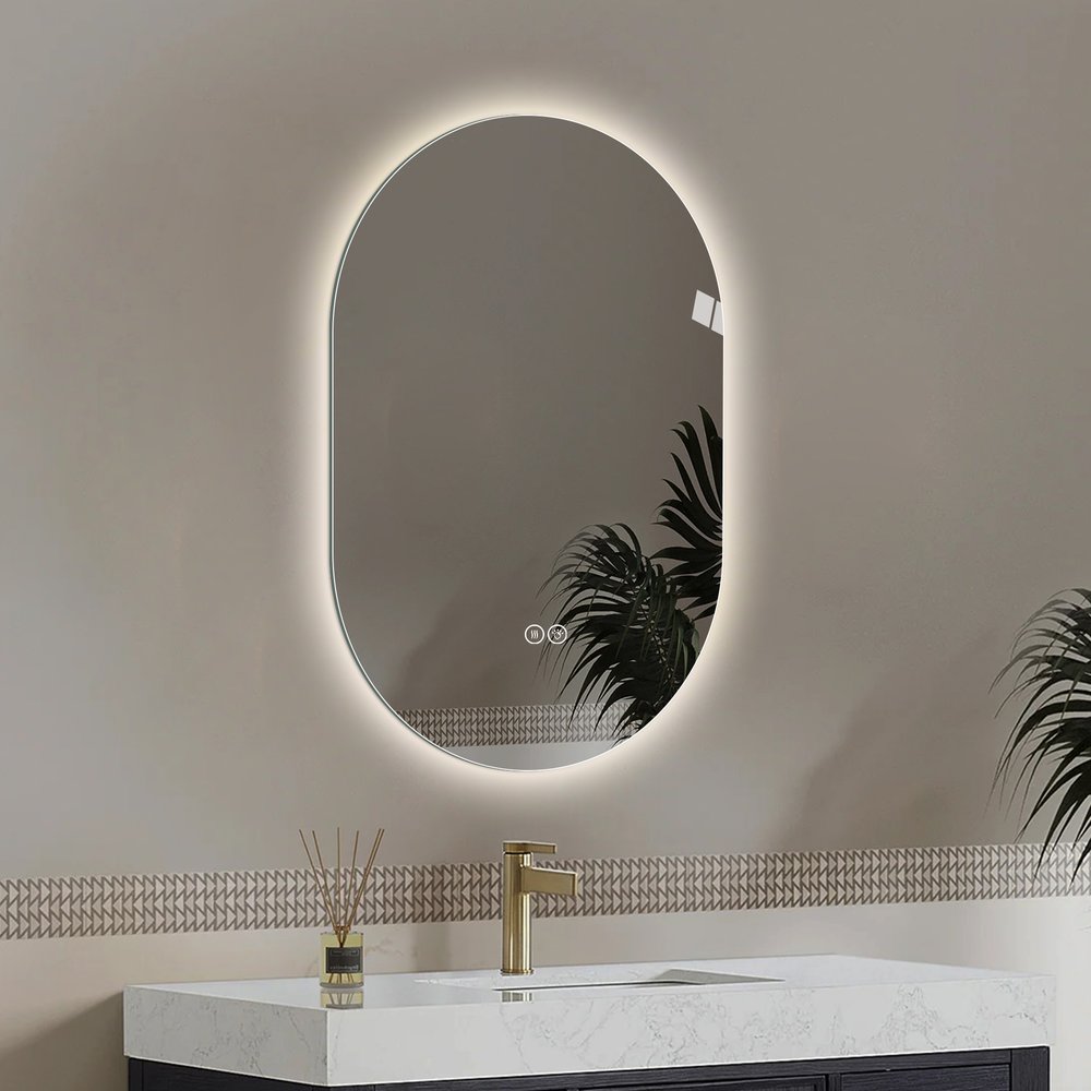 48" Oval Lighted Frameless Anti Fog Bathroom Vanity Mirror — view 3