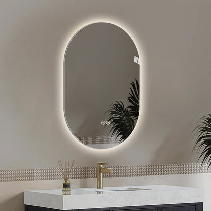 48" Oval Lighted Frameless Anti Fog Bathroom Vanity Mirror