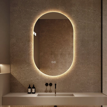 48" Oval Lighted Frameless Anti Fog Bathroom Vanity Mirror