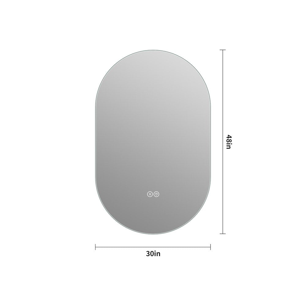 48" Oval Lighted Frameless Anti Fog Bathroom Vanity Mirror — view 6