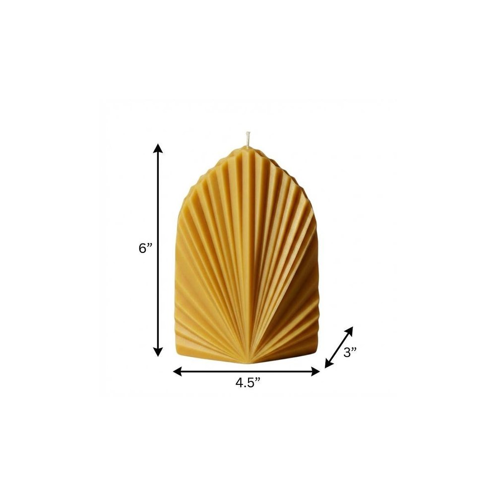 6" Gold Mahogany And Teakwood Scented Dimensional Palm Leaf Candle — view 15