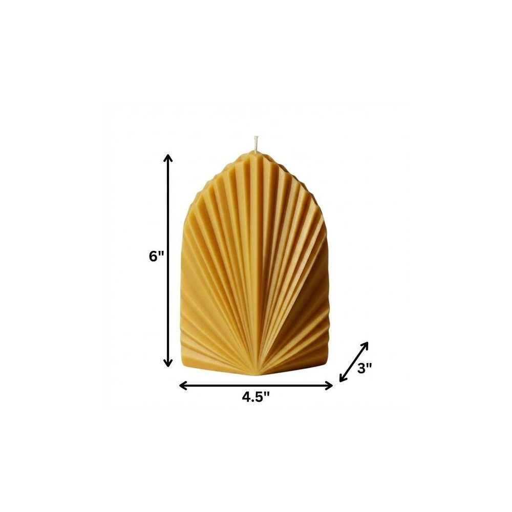 6" Gold Mahogany And Teakwood Scented Dimensional Palm Leaf Candle — view 20