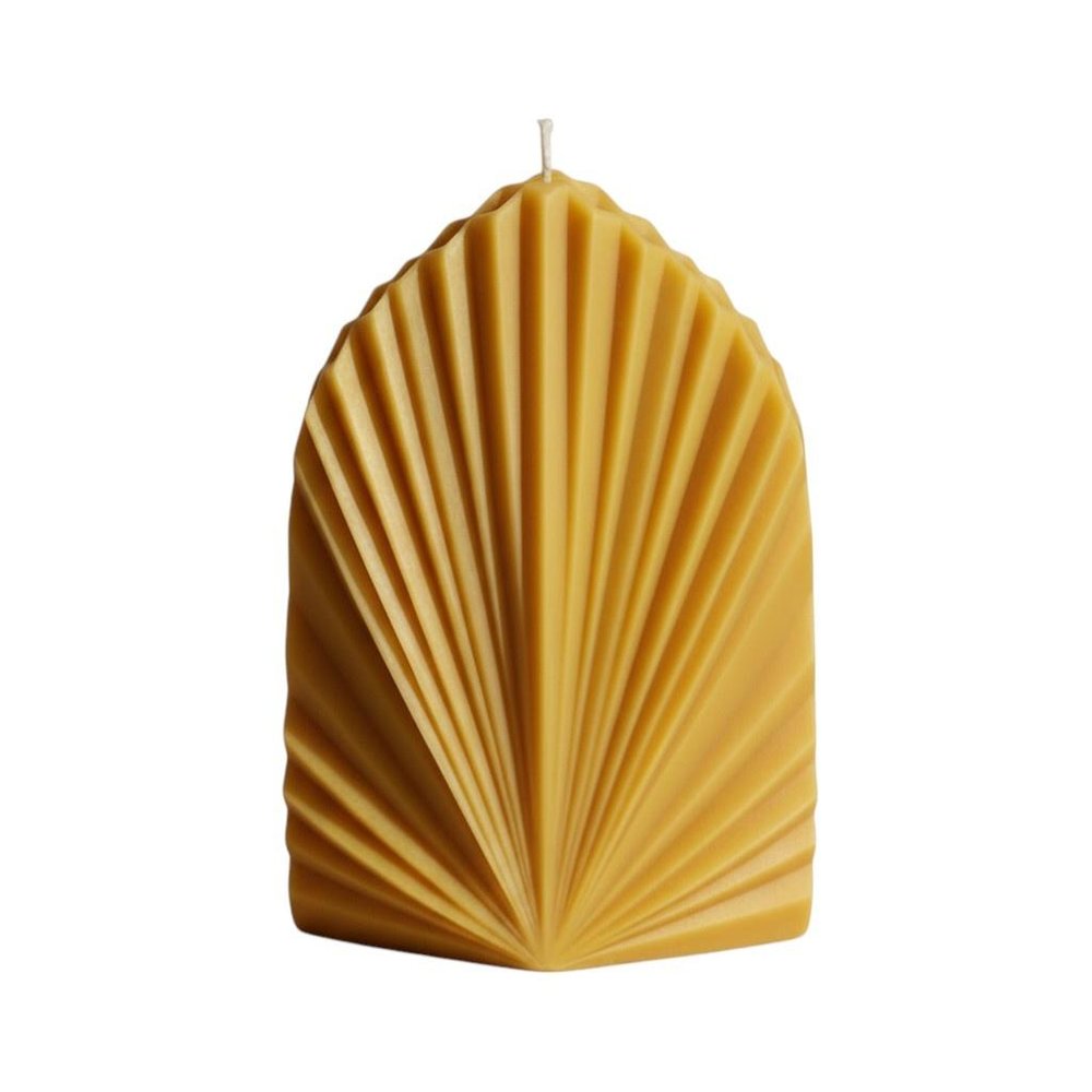 6" Gold Mahogany And Teakwood Scented Dimensional Palm Leaf Candle — view 45