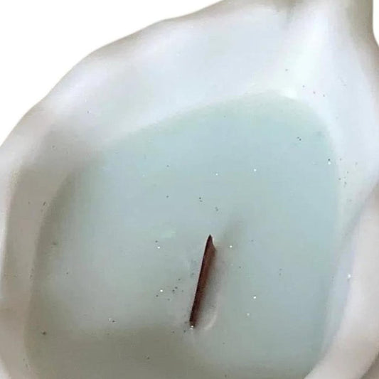 6" Light Blue Sea Salt And Orchid Scented Soy Wax Candle In White Resin Novelty Holder HomeRoots