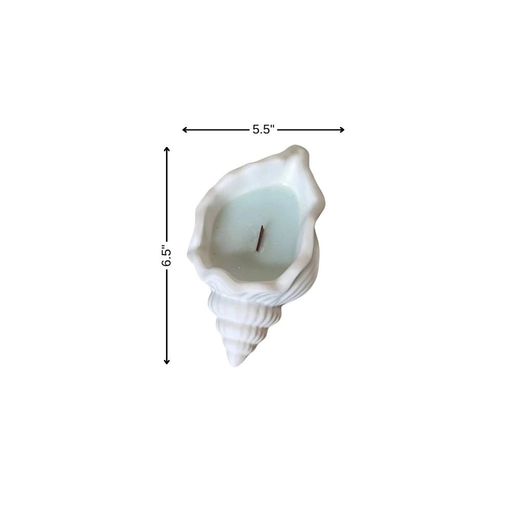 6" Light Blue Sea Salt And Orchid Scented Soy Wax Candle In White Resin Novelty Holder HomeRoots