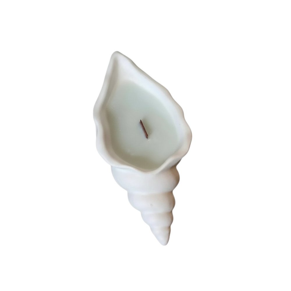 6" Light Blue Sea Salt And Orchid Scented Soy Wax Candle In White Resin Novelty Holder HomeRoots